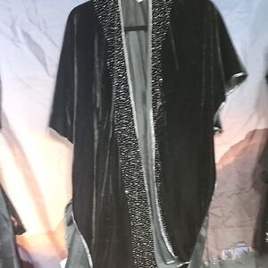 Nwt Luxurious Black Velvet Kimono with Silver Accents